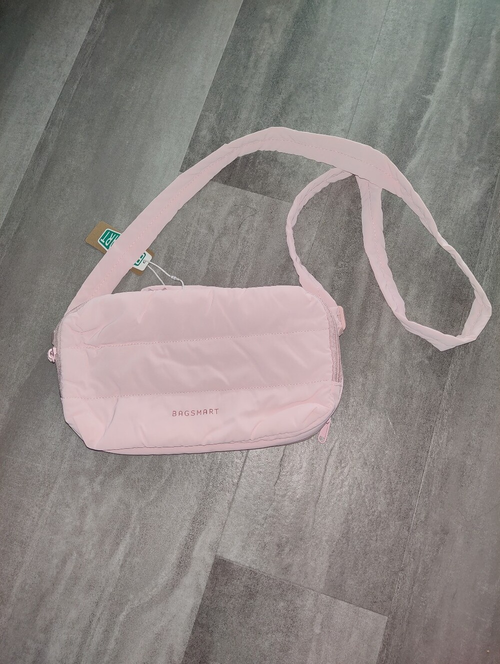 BAGSMART Pink Puffer Crossbody Bag Quilted Travel Purse NWT